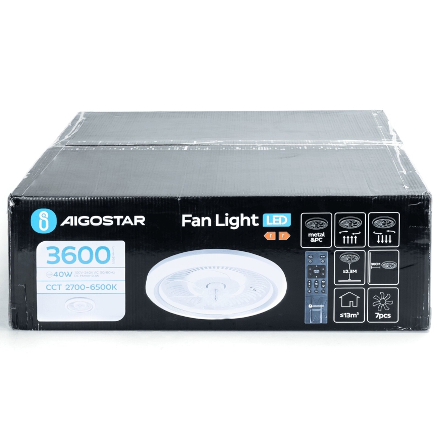 Aigostar - LED Ściemnialny wentylator sufitowy LED/40W/230V 2700/4000/6500K śr. 50 cm + pilot zdalnego sterowania biały