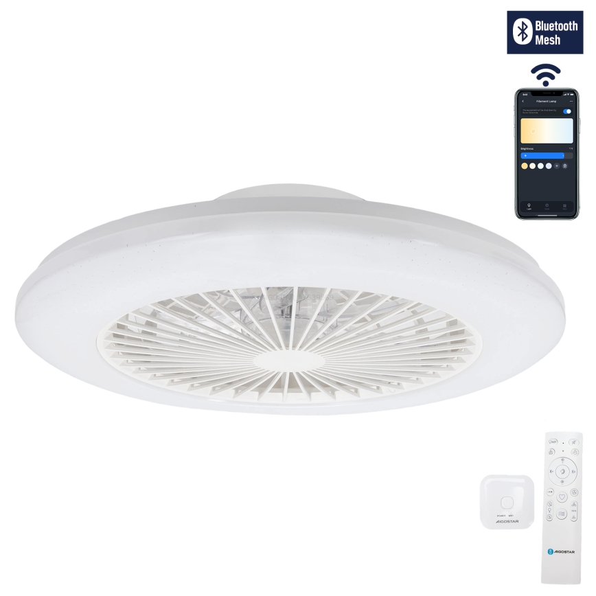 Aigostar - LED Ściemniany plafon z wentylatorem LED/40W/230V 2700-6500K śr. 48,5 cm biały + pilot zdalnego sterowania