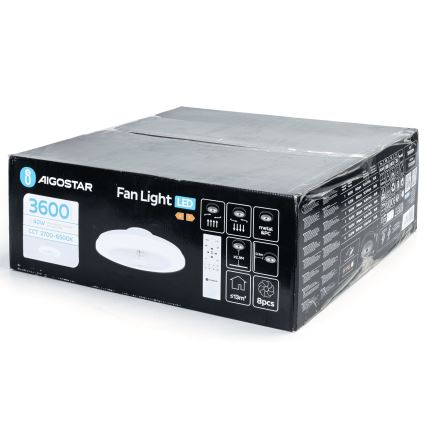 Aigostar - LED Ściemnialny wentylator sufitowy LED/40W/230V 2700-6500K śr. 48 cm + pilot zdalnego sterowania biały