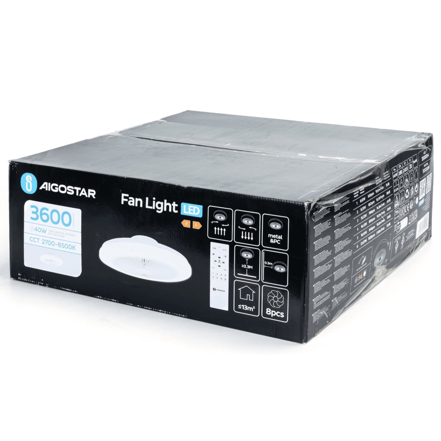 Aigostar - LED Ściemnialny wentylator sufitowy LED/40W/230V 2700-6500K śr. 48 cm + pilot zdalnego sterowania biały