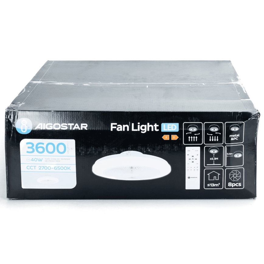 Aigostar - LED Ściemnialny wentylator sufitowy LED/40W/230V 2700-6500K śr. 48 cm + pilot zdalnego sterowania biały