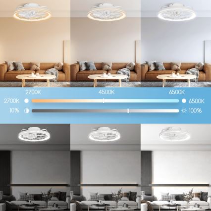 Aigostar - LED Ściemnialny wentylator sufitowy LED/40W/230V 2700-6500K śr. 48 cm + pilot zdalnego sterowania biały