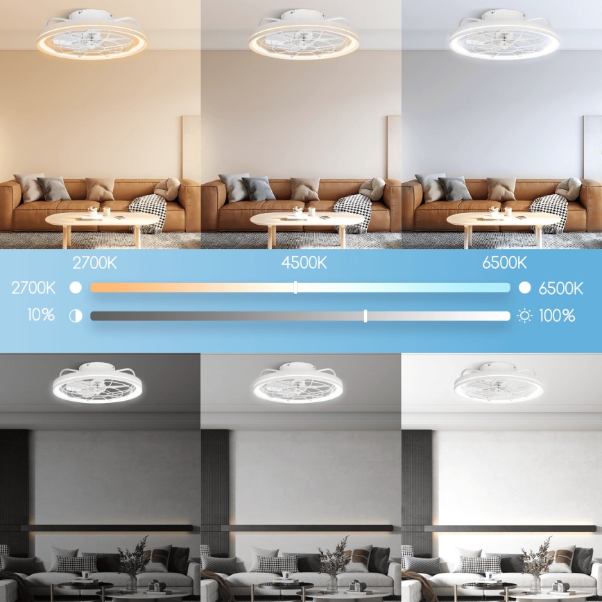 Aigostar - LED Ściemnialny wentylator sufitowy LED/40W/230V 2700-6500K śr. 48 cm + pilot zdalnego sterowania biały