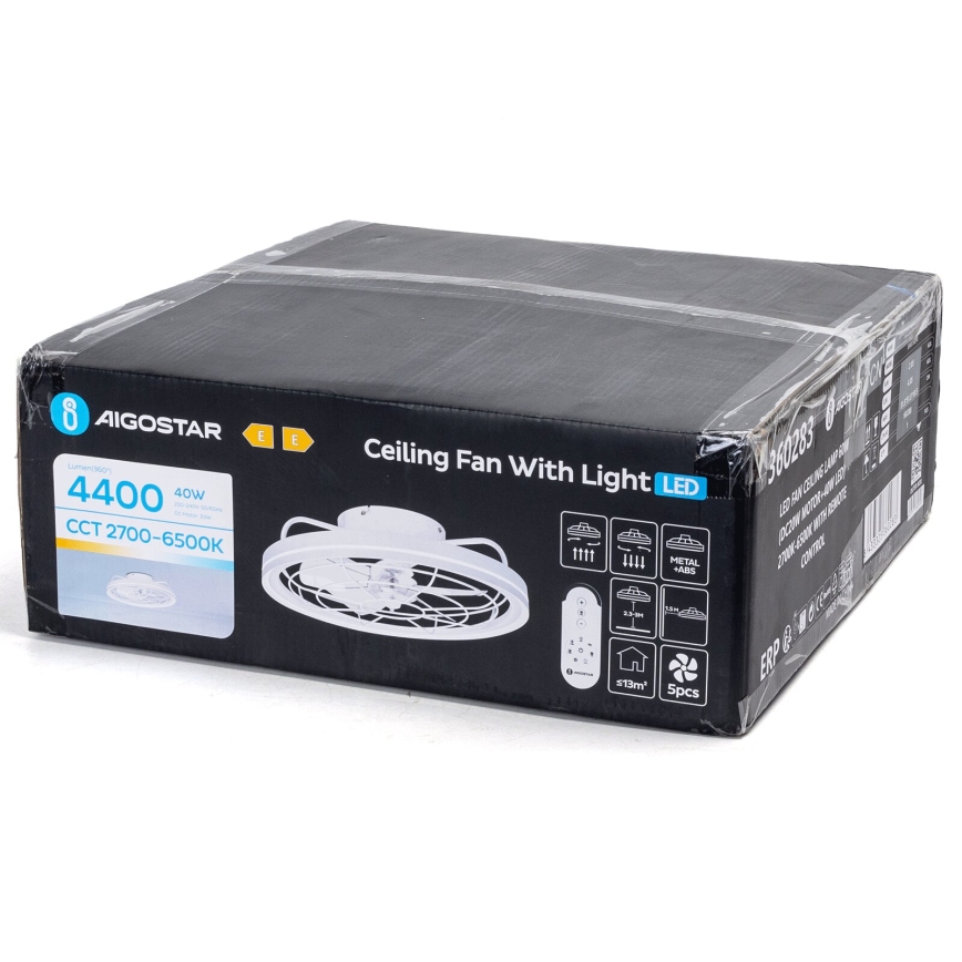 Aigostar - LED Ściemnialny wentylator sufitowy LED/40W/230V 2700-6500K śr. 48 cm + pilot zdalnego sterowania biały