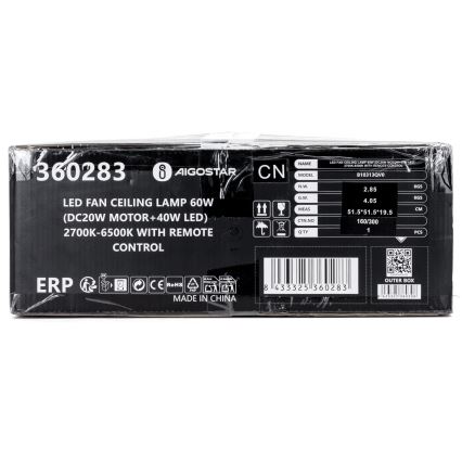 Aigostar - LED Ściemnialny wentylator sufitowy LED/40W/230V 2700-6500K śr. 48 cm + pilot zdalnego sterowania biały