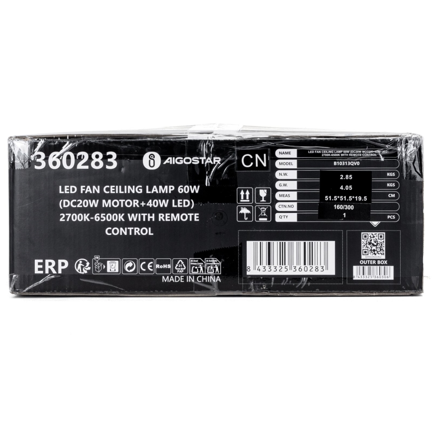 Aigostar - LED Ściemnialny wentylator sufitowy LED/40W/230V 2700-6500K śr. 48 cm + pilot zdalnego sterowania biały