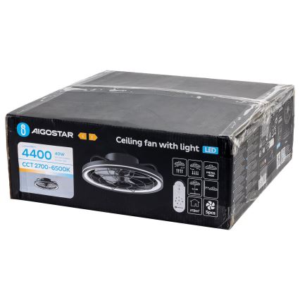 Aigostar - LED Ściemnialny wentylator sufitowy LED/40W/230V 2700-6500K śr. 48 cm + pilot zdalnego sterowania czarny