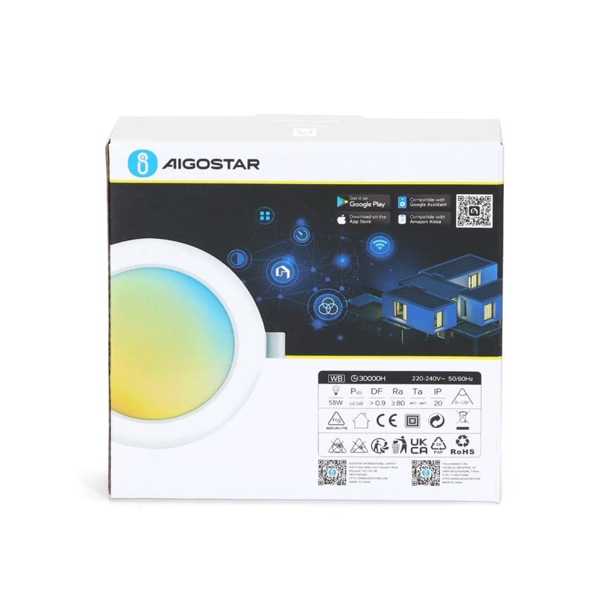 Aigostar - LED Ściemniane wpuszczane oświetlenie LED/9W/230V śr. 14,5 cm Wi-Fi