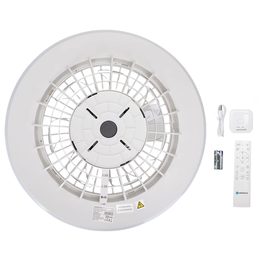 Aigostar - LED Ściemniany plafon z wentylatorem MESH LED/40W/230V 2700-6500K biały + pilot zdalnego sterowania