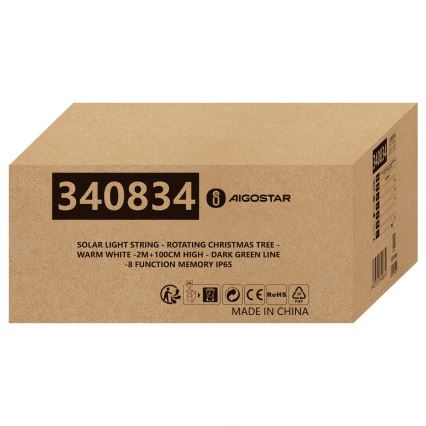 Aigostar - LED solarna dekoracja świąteczna LED/0,59W/3,7V 100 cm IP65 130 mAh ciepła biała