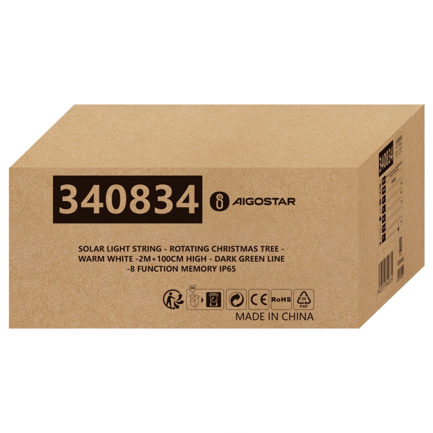Aigostar - LED solarna dekoracja świąteczna LED/0,59W/3,7V 100 cm IP65 130 mAh ciepła biała