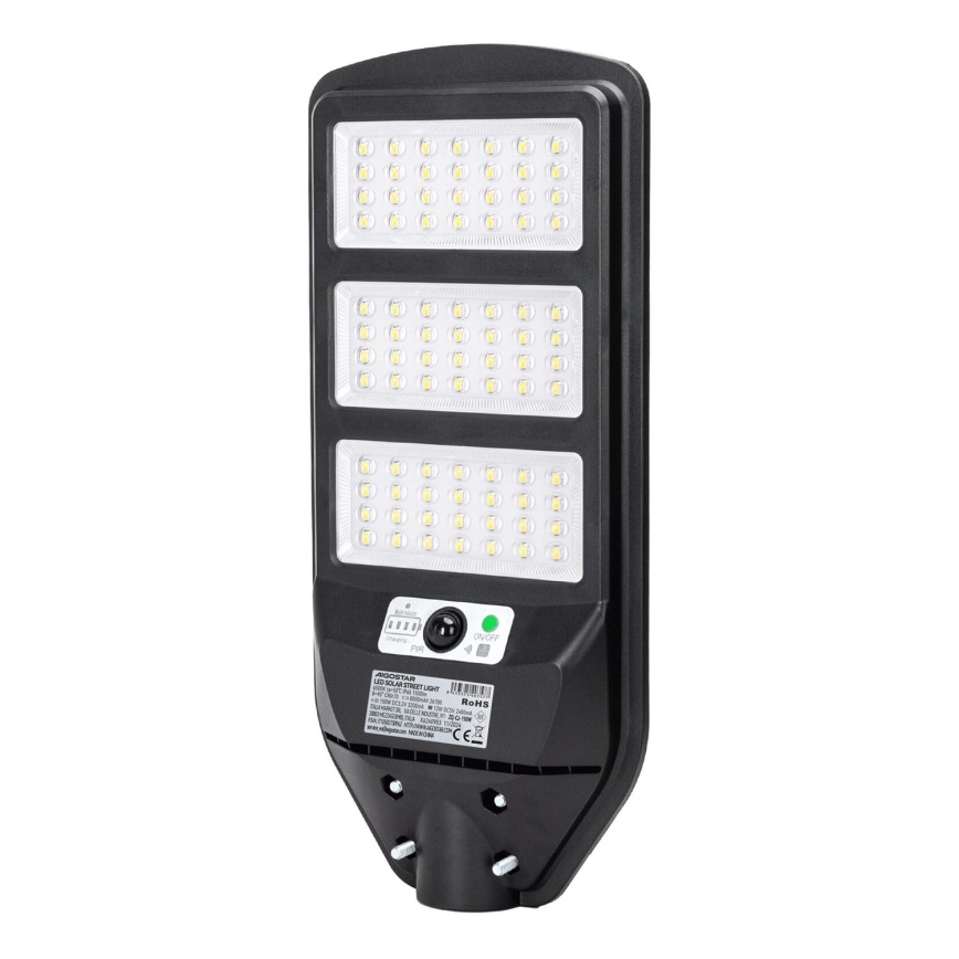 Aigostar - LED Solarna lampa uliczna z czujnikiem LED/150W/3,2V 8000mAh IP65 6500K + zdalne sterowanie