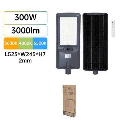 Aigostar - LED solarna lampa uliczna z czujnikiem LED/300W/3,2V 3600mAh + pilot zdalnego sterowania