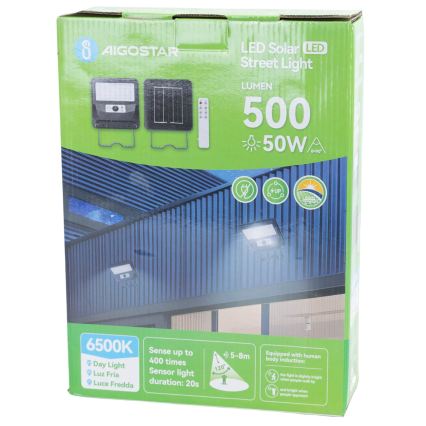 Aigostar - LED solarna lampa uliczna z czujnikiem LED/50W/3,2V 1000mAh 6500K + zdalne sterowanie