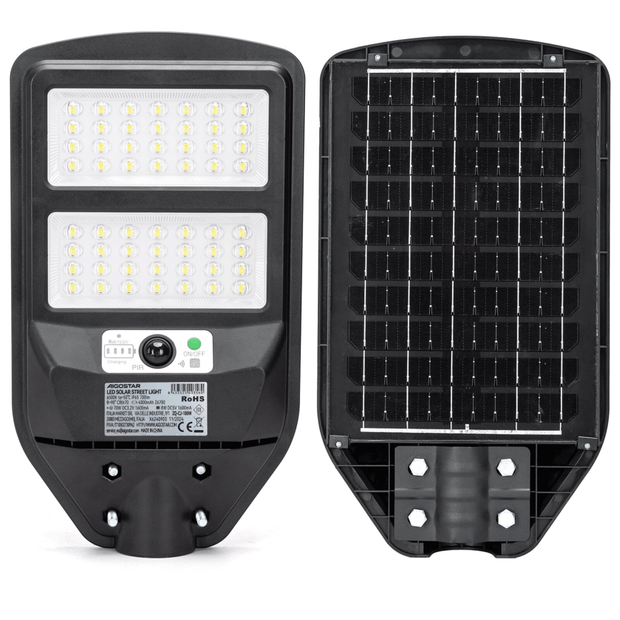 Aigostar - LED Solarna lampa uliczna z czujnikiem LED/70W/3,2V 4000mAh IP65 6500K + zdalne sterowanie