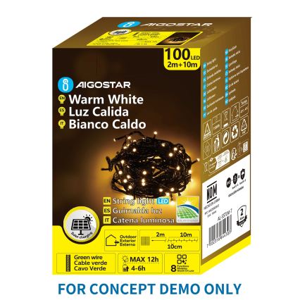 Aigostar - LED solarne lampki choinkowe 200xLED/8 funkcji 22m IP65 ciepła biała 800mAh