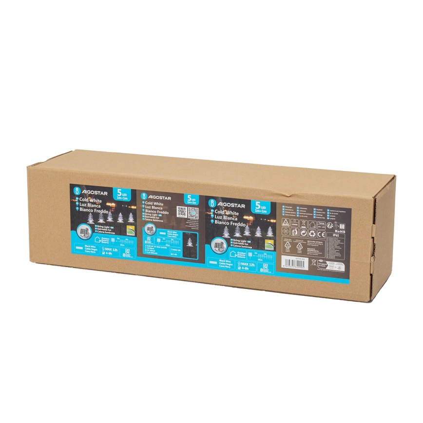Aigostar - LED Solarne oświetlenie bożonarodzeniowe LED/0,054W/1,2V 1m IP65 zimna biel