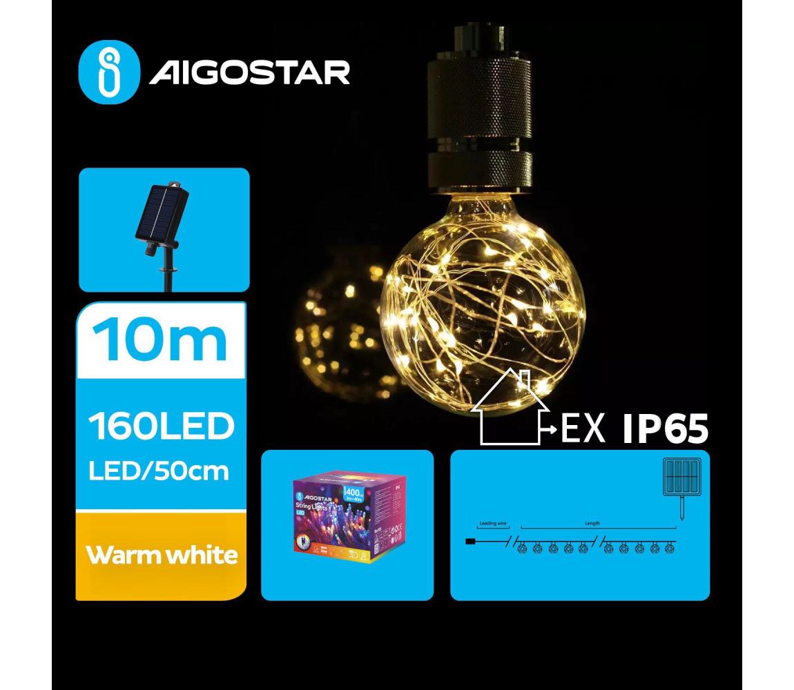 - LED Solarny łańcuch bożonarodzeniowy 20xLED/8 funkcji 11,5m IP65 ciepła biel