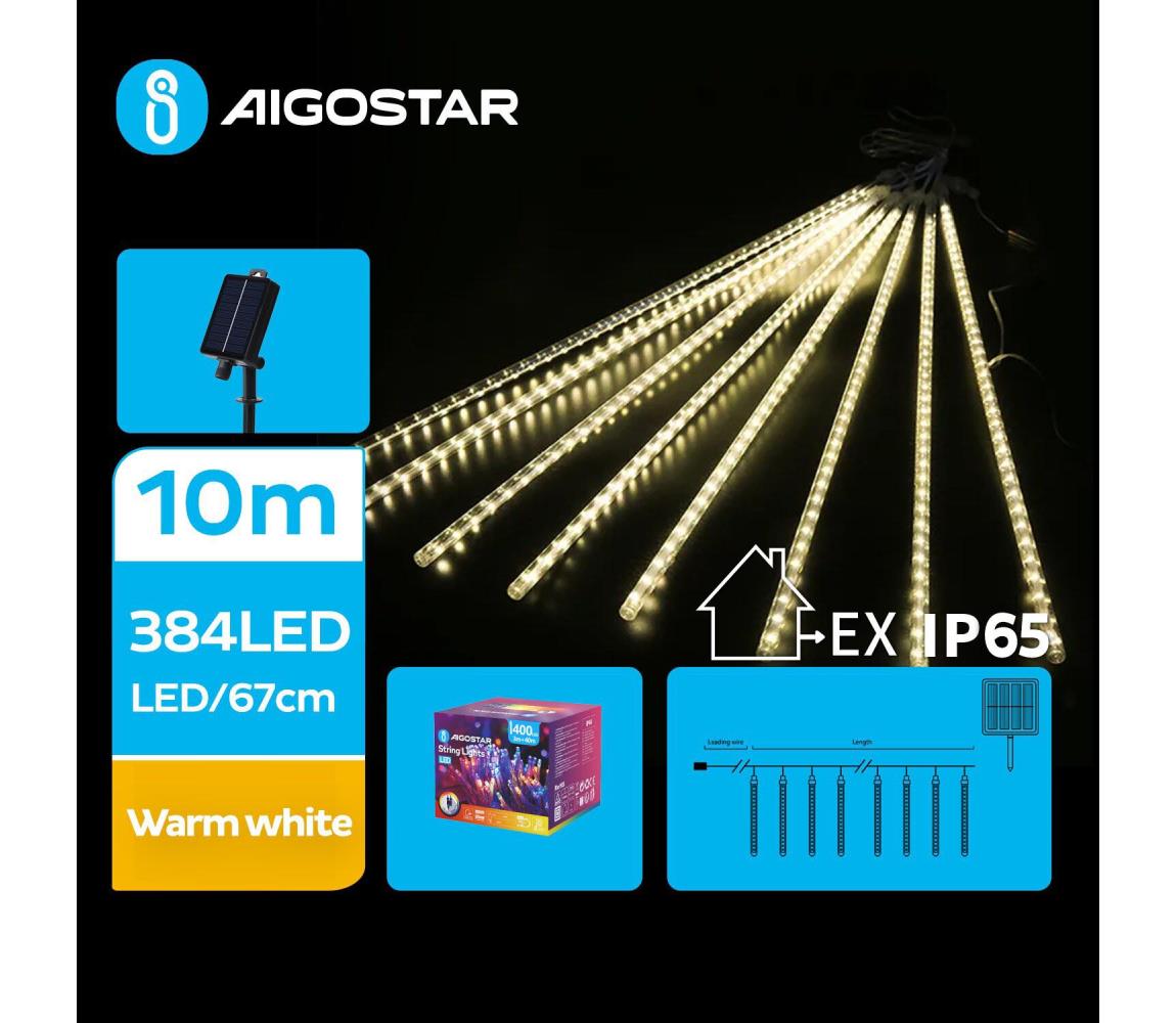 - LED solarny łańcuch świąteczny 384xLED/13m IP65 ciepła biała