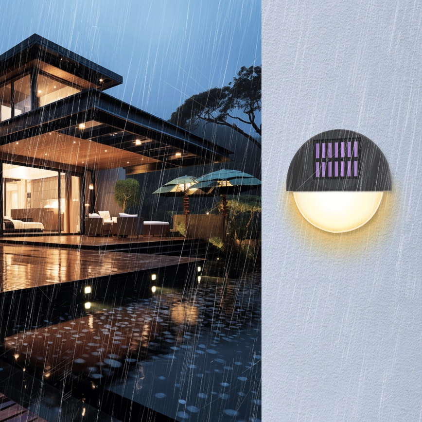 Aigostar - LED Solarna lampa ścienna LED/1W/1,2V czarna 200 mAh 2700K IP44