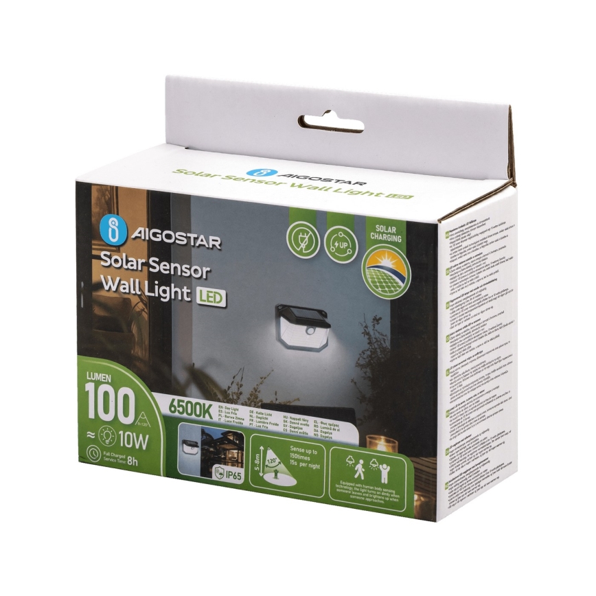 Aigostar - LED solarny kinkiet z czujnikiem LED/0,8W/5,5V 1200 mAh 6500K IP65
