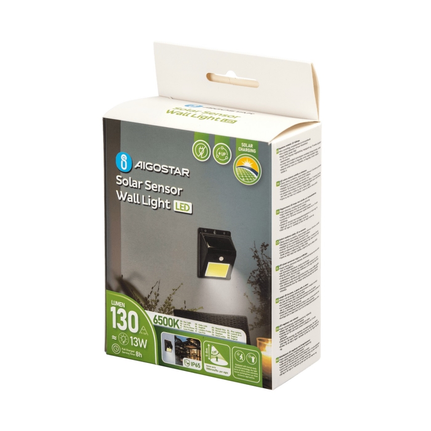 Aigostar - LED solarny kinkiet z czujnikiem LED/13W/5,5V 6500K IP65
