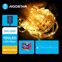 Aigostar - LED Solarny łańcuch bożonarodzeniowy 100xLED/8 funkcji 12m IP65 ciepła biel