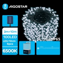 Aigostar - LED Solarny łańcuch bożonarodzeniowy 100xLED/8 funkcji 12m IP65 zimny biały