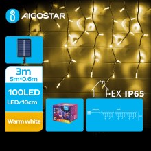 Aigostar - LED Solarny łańcuch bożonarodzeniowy 100xLED/8 funkcji 8x0,6m IP65 ciepła biel