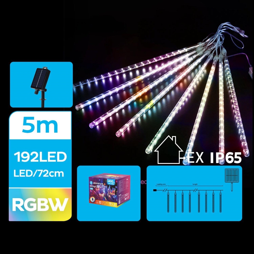 Aigostar - LED Solarny łańcuch bożonarodzeniowy 192xLED/8m IP65 wielobarwny