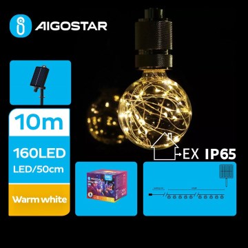 Aigostar - LED Solarny łańcuch bożonarodzeniowy 20xLED/8 funkcji 11,5m IP65 ciepła biel