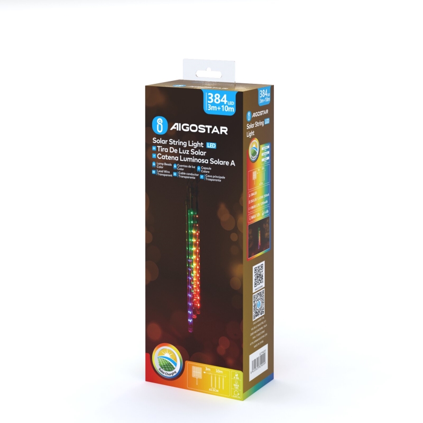 Aigostar - LED Solarny łańcuch bożonarodzeniowy 384xLED/13m IP65 wielobarwny