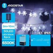 Aigostar - LED Solarny łańcuch bożonarodzeniowy 50xLED/8 funkcji 12m IP65 zimna biel