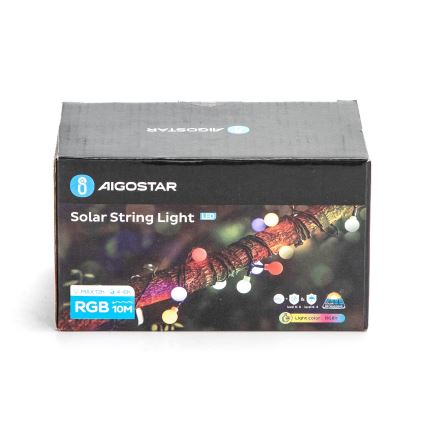 Aigostar - LED Solarny łańcuch ozdobny 50xLED/8 funkcji 12m IP65 wielobarwny