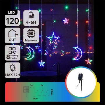 Aigostar - LED solarny łańcuch świąteczny 120xLED/8 funkcji 3x0,6 m 500 mAh IP65 wielokolorowy