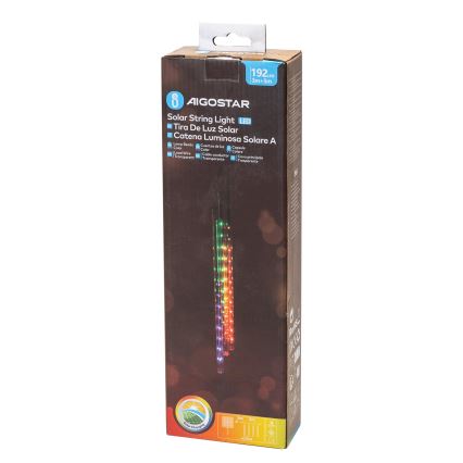 Aigostar - LED solarny łańcuch świąteczny 192xLED/8m IP65 1200 mAh multikolor
