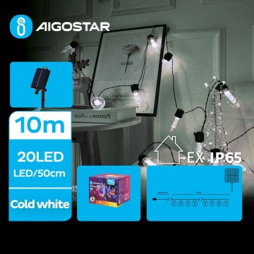 Aigostar - LED solarny łańcuch świąteczny 20xLED/8 funkcji 11,5 m 1200 mAh IP65 zimna biel