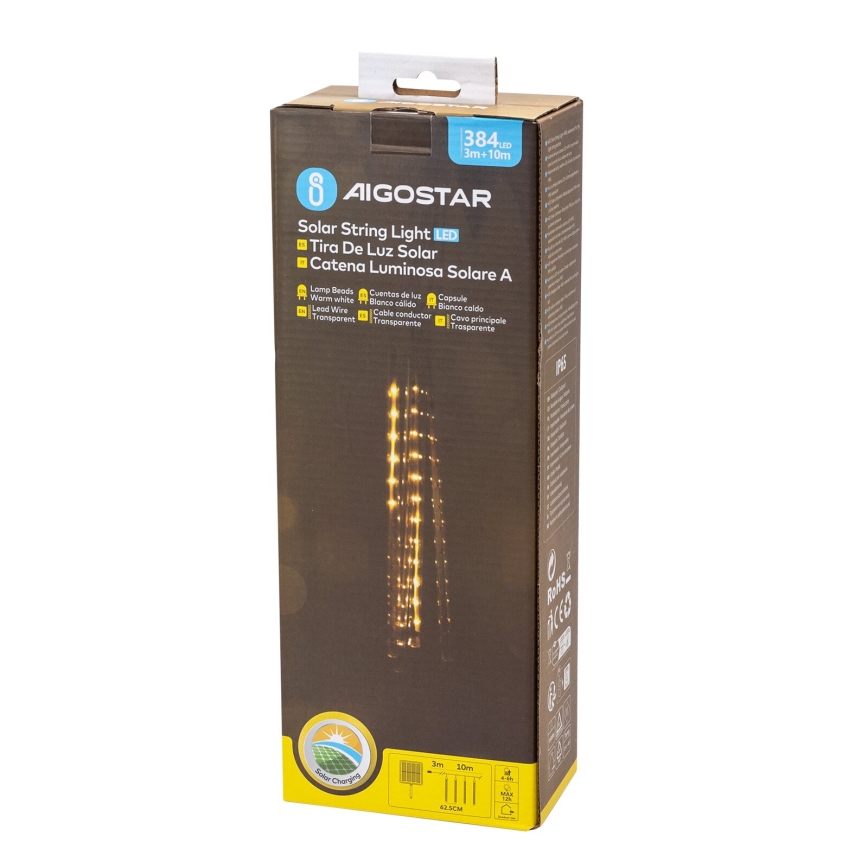 Aigostar - LED solarny łańcuch świąteczny 384xLED/13m 1200 mAh IP65 ciepła biel
