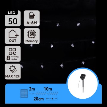 Aigostar - LED solarny łańcuch świąteczny 50xLED/8 funkcji 12m IP65 800 mAh zimna biała