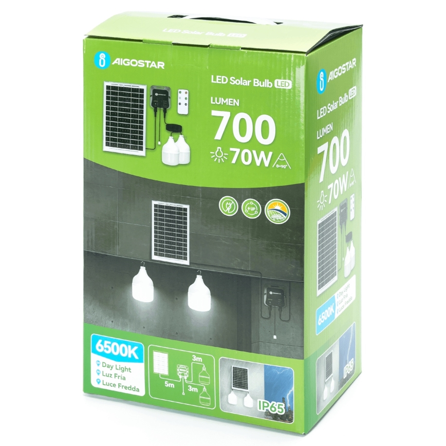 Aigostar - Solarny żyrandol LED 2xLED/35W/12V 6000 mAh 6500K IP65 Ø 10 cm + pilot zdalnego sterowania
