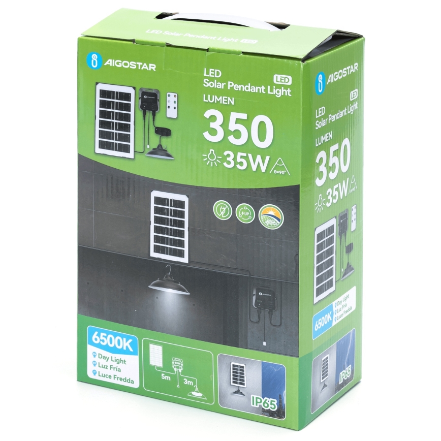 Aigostar - LED solarny żyrandol LED/35W/12V 3000 mAh 6500K IP65 śr. 15 cm + zdalne sterowanie (pilot)