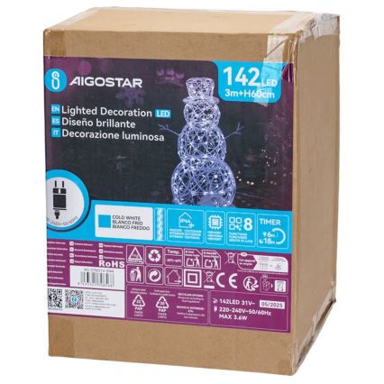 Aigostar - LED Zewnętrzna dekoracja bożonarodzeniowa LED/3,6W/31/230V 6500K 60 cm IP44 bałwan