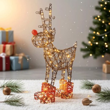 Aigostar - LED zewnętrzna dekoracja świąteczna 200xLED/8 funkcji 0,9m IP44 ciepła biała renifer