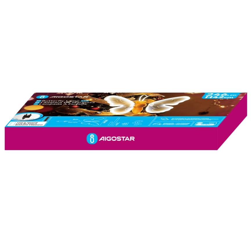 Aigostar - LED Dekoracja zewnętrzna 246xLED/9W/230V 42 cm IP44 motyl/zimna biała