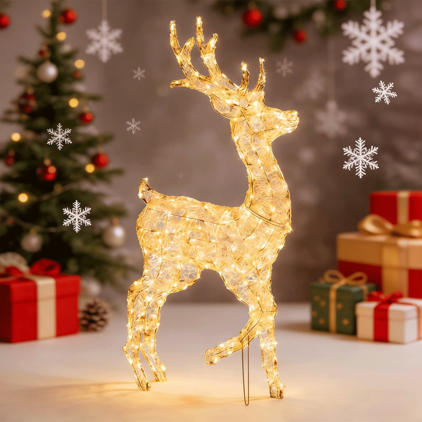 Aigostar - LED Zewnętrzna dekoracja świąteczna 240xLED/8 funkcji 1,25m IP44 ciepłe białe jeleń