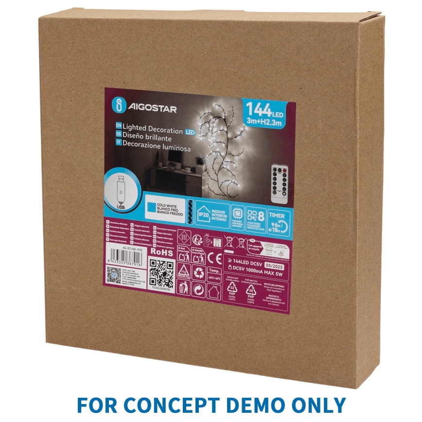 Aigostar - LED Zewnętrzna dekoracja świąteczna 540xLED/6W/230V IP44 o ciepłym białym świetle 45 cm, w kształcie koła
