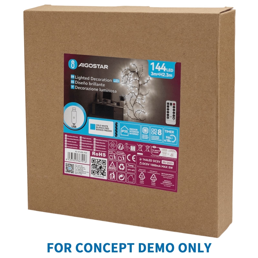 Aigostar - LED Zewnętrzna dekoracja świąteczna 540xLED/6W/230V 43 cm IP44 zimna biel księżyc