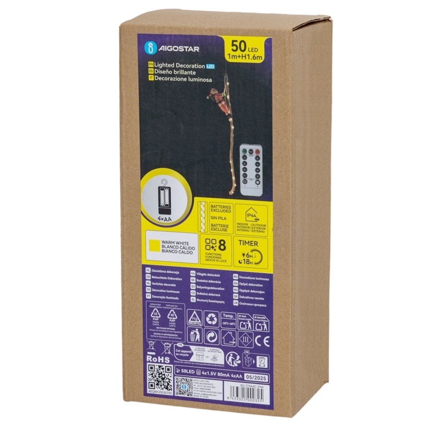 Aigostar - LED Zewnętrzna dekoracja świąteczna LED/4xAA IP44 Mikołaj na spadochronie