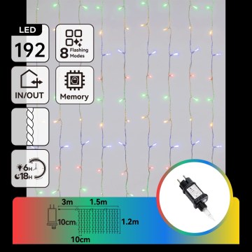 Aigostar - LED zewnętrzna girlanda świąteczna 192xLED/8 funkcji 4,5x1,2m IP44 wielokolorowa