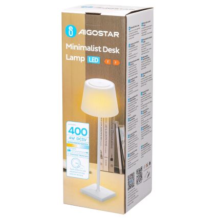 Aigostar - LED Zewnętrzna ściemnialna skumulatorowa lampa stołowaLED/4W/5V 3600mAh biała IP54